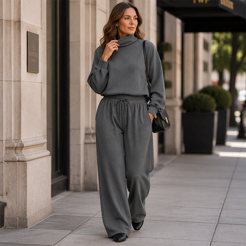Phylles - Turtleneck Wide Leg Two Piece Set