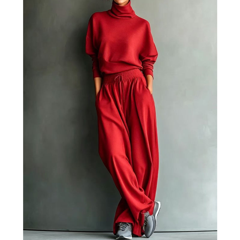 Phylles - Turtleneck Wide Leg Two Piece Set