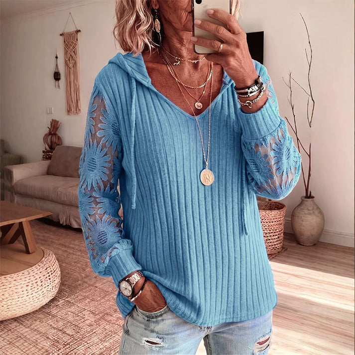 Nemila - Elegant Lace Hooded Cardigan