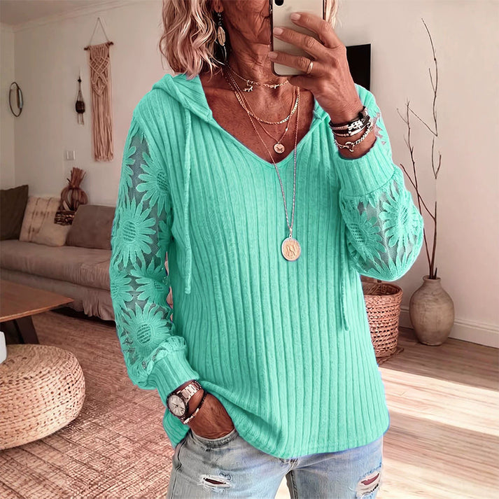 Nemila - Elegant Lace Hooded Cardigan