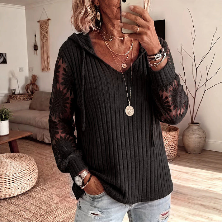 Nemila - Elegant Lace Hooded Cardigan