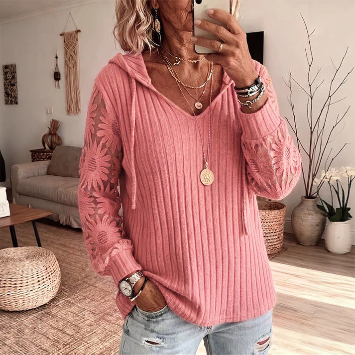 Nemila - Elegant Lace Hooded Cardigan
