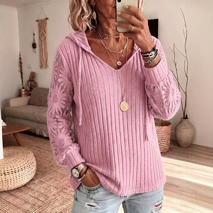 Nemila - Elegant Lace Hooded Cardigan