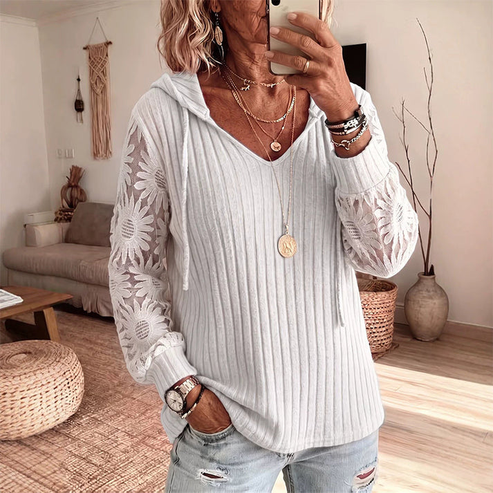 Nemila - Elegant Lace Hooded Cardigan