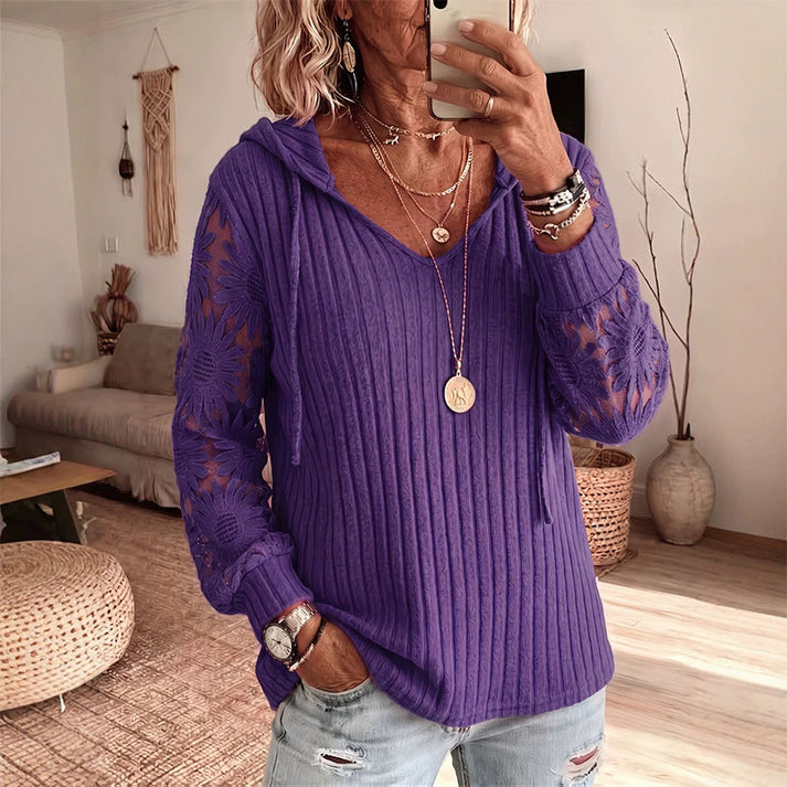 Nemila - Elegant Lace Hooded Cardigan