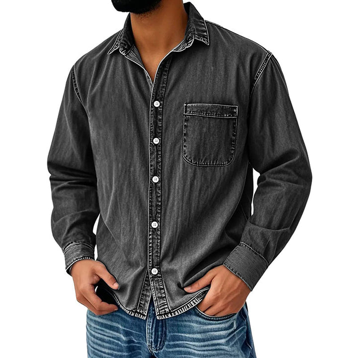 Brindan - Long Sleeve Denim Button-Up Shirt