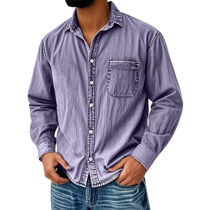 Brindan - Long Sleeve Denim Button-Up Shirt