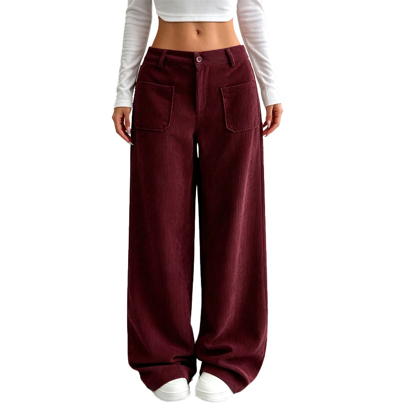 Jina - Wide Leg Trousers With Front Pockets