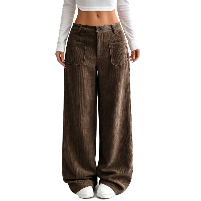 Jina - Wide Leg Trousers With Front Pockets
