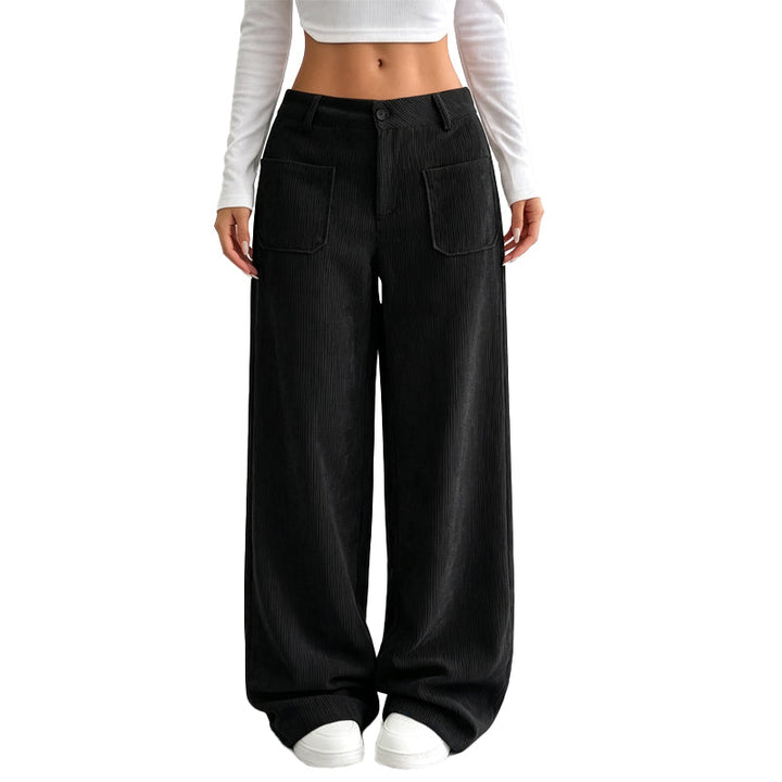 Jina - Wide Leg Trousers With Front Pockets