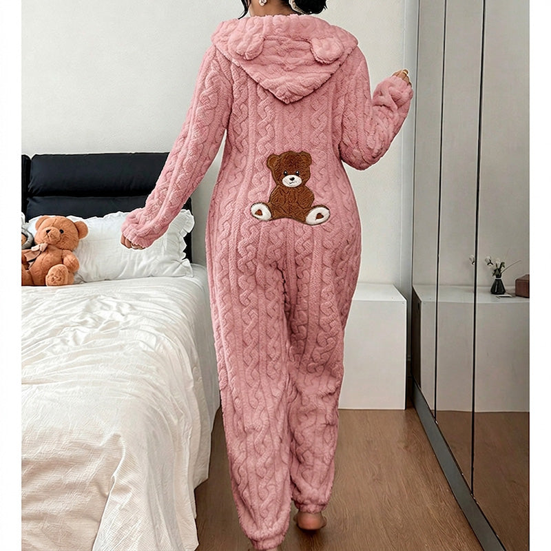 Selia - Cable Knit Warmth Hooded Jumpsuit