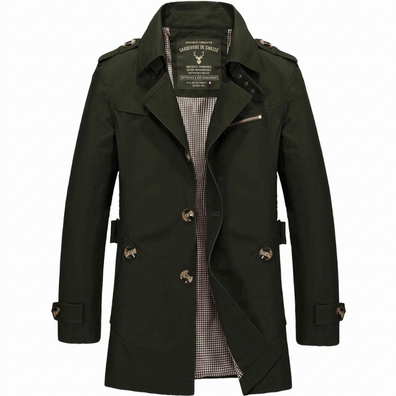Alpaslan - Coat With Notched Collar and Button Closure