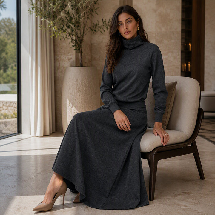 Gizem - Polo Shirt And Maxi Skirt Set
