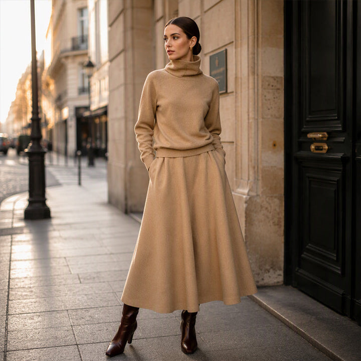 Gizem - Polo Shirt And Maxi Skirt Set
