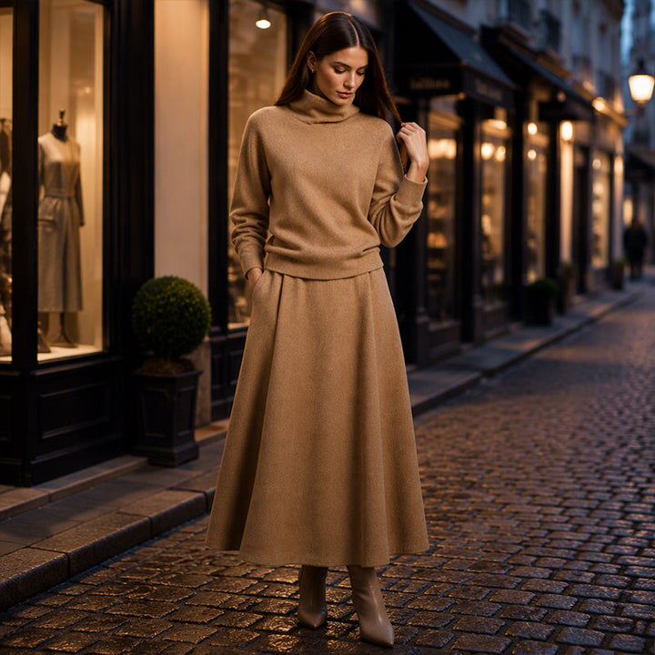 Gizem - Polo Shirt And Maxi Skirt Set