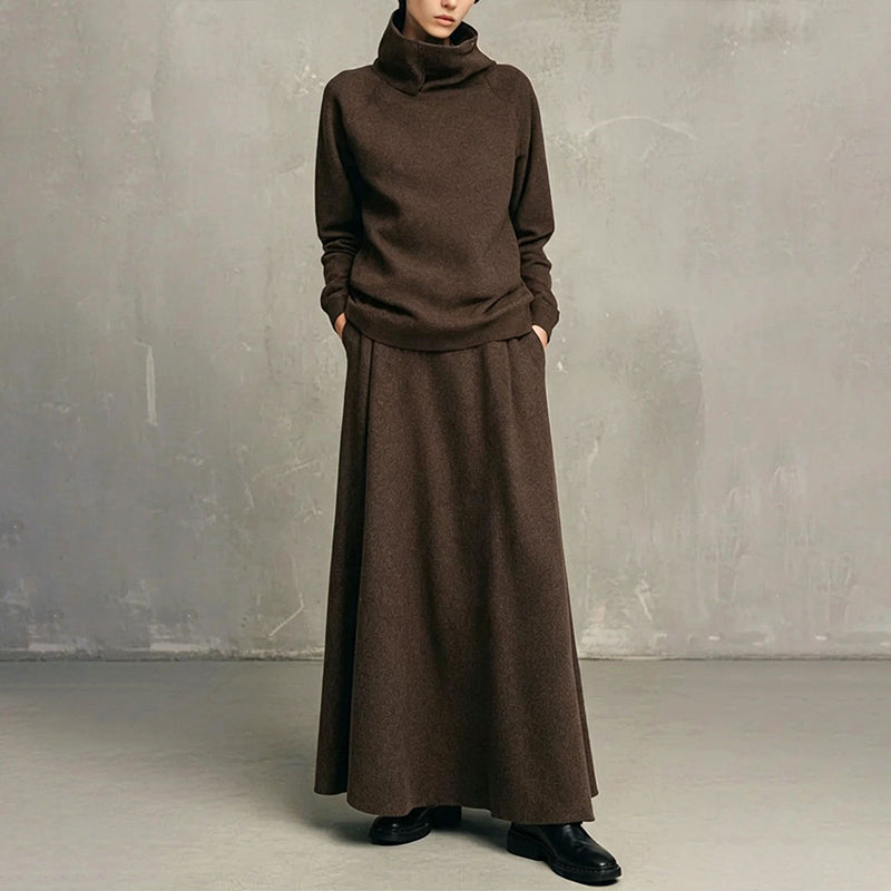 Gizem - Polo Shirt And Maxi Skirt Set