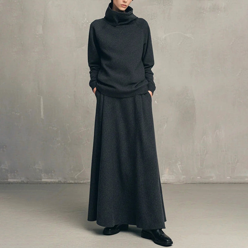 Gizem - Polo Shirt And Maxi Skirt Set
