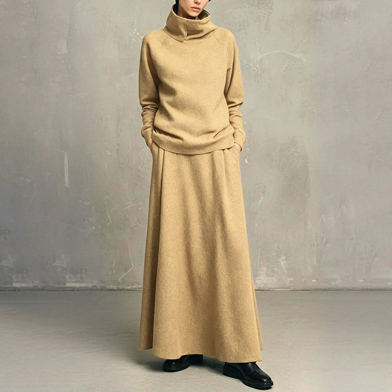 Gizem - Polo Shirt And Maxi Skirt Set