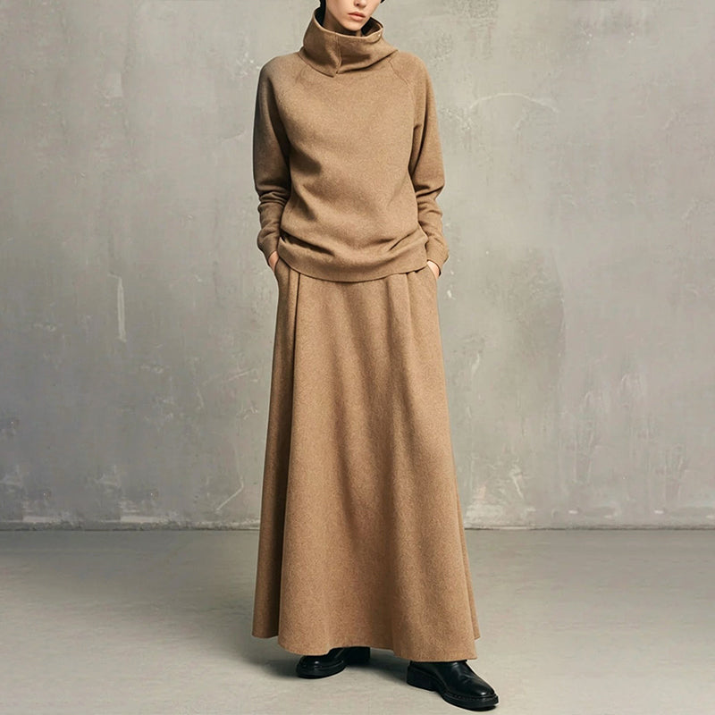 Gizem - Polo Shirt And Maxi Skirt Set