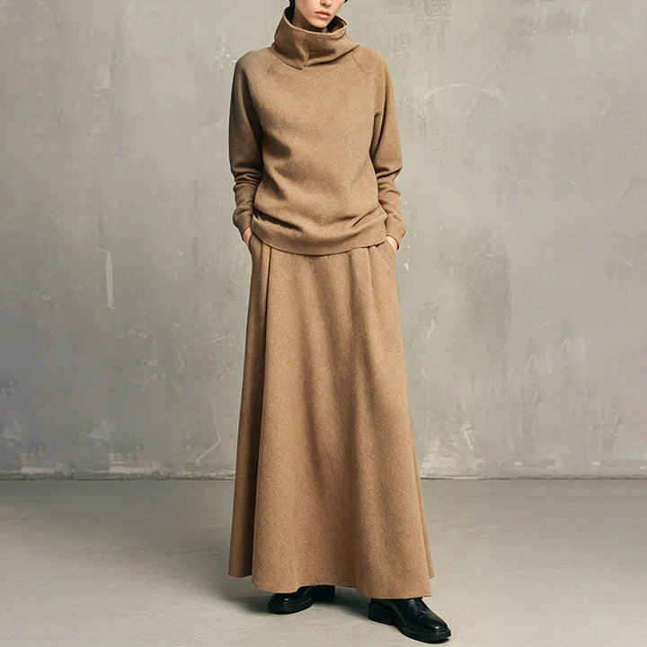 Gizem - Polo Shirt And Maxi Skirt Set