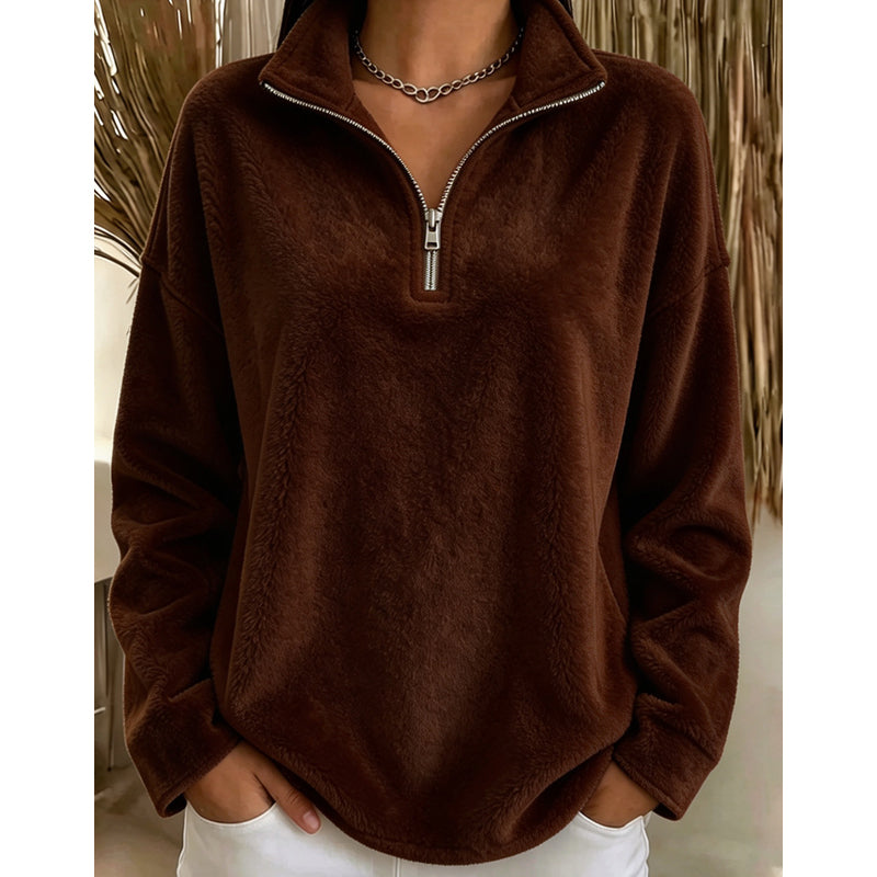 Akino - Fleece Pullover With Half Zip and Collar