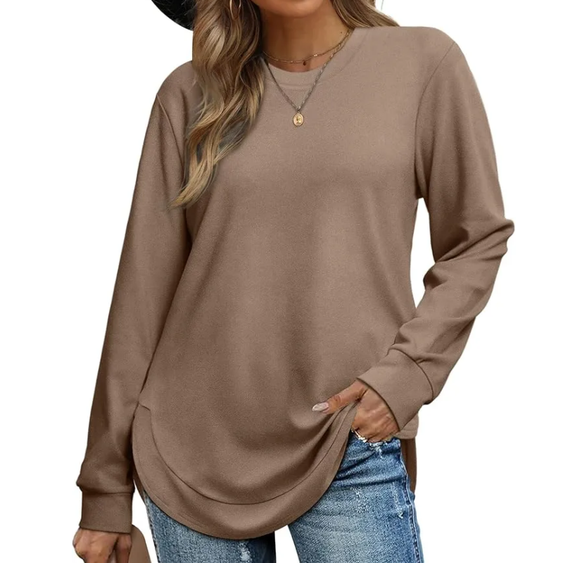 Lizza - Crew Neck Sweatshirt With Curved Hem