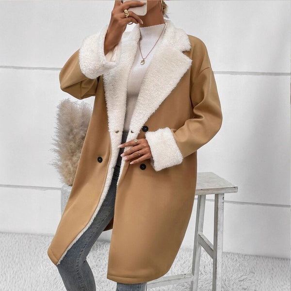 Lenkyna - Long Coat With Fleece Collar and Cuffs