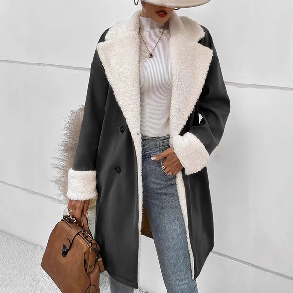 Lenkyna - Long Coat With Fleece Collar and Cuffs