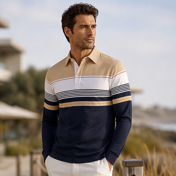 Philippe - Polo Shirt With Long Sleeves and Stripes