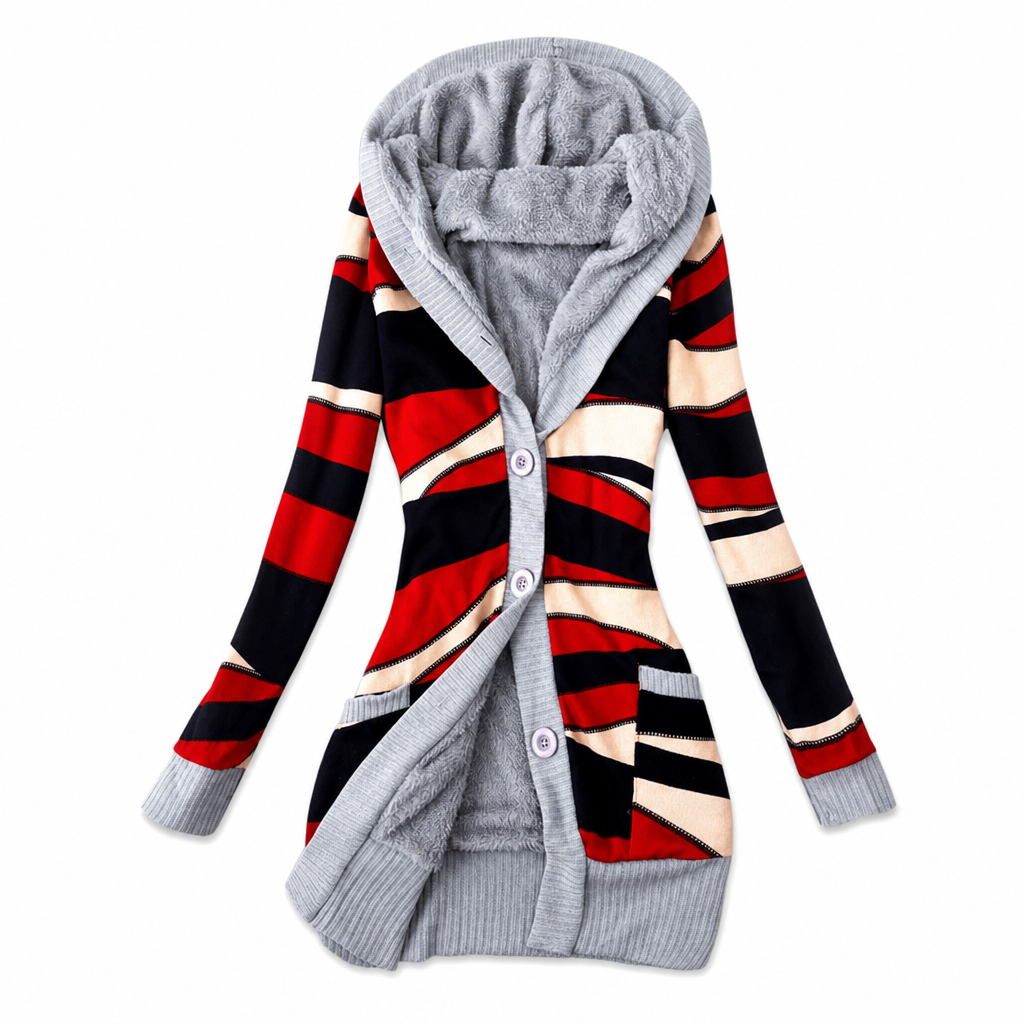 Shazina - Geometric Print Hooded Cardigan