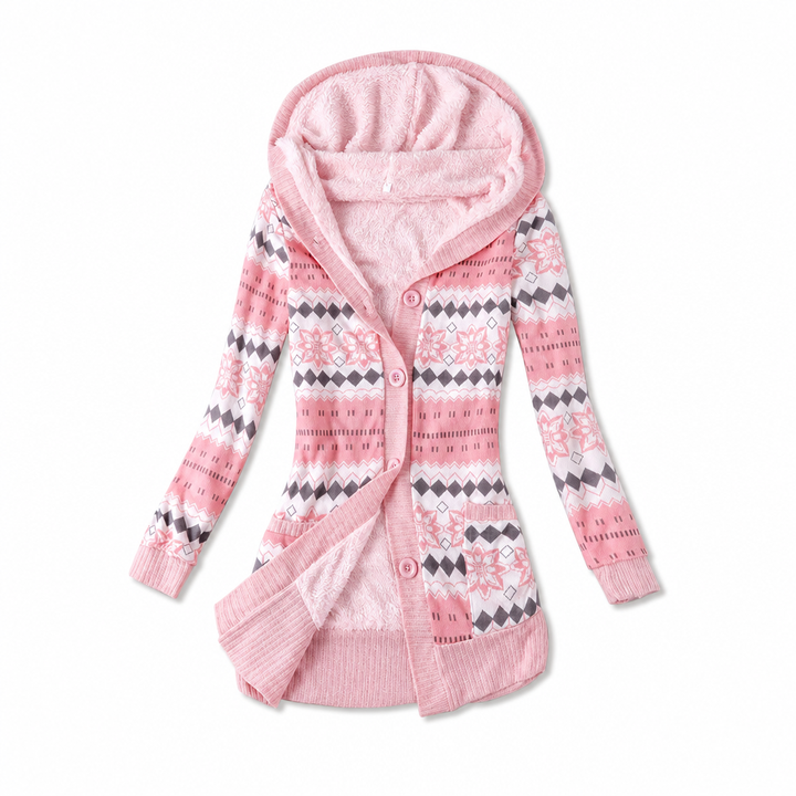 Shazina - Geometric Print Hooded Cardigan