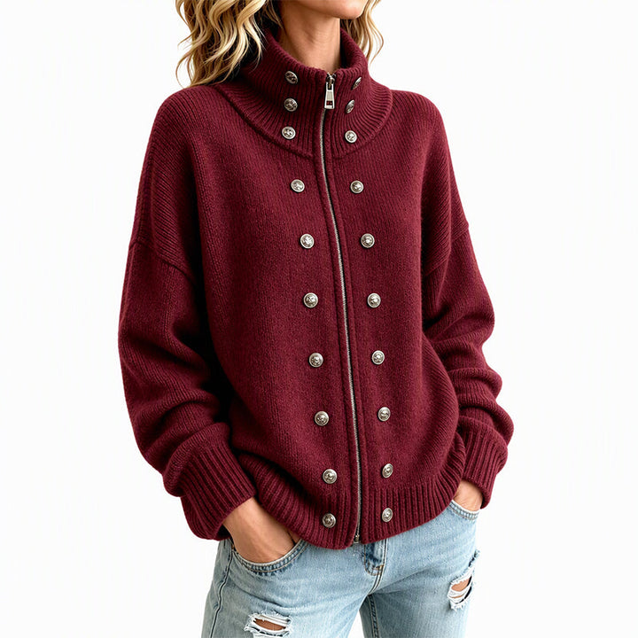 Ezgia - Knitted Cardigan With Decorative Button