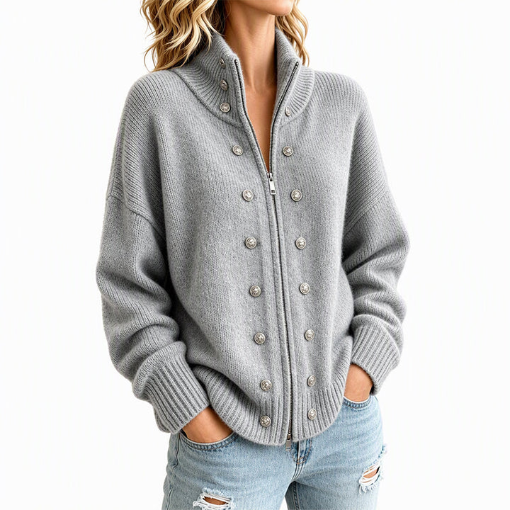 Ezgia - Knitted Cardigan With Decorative Button