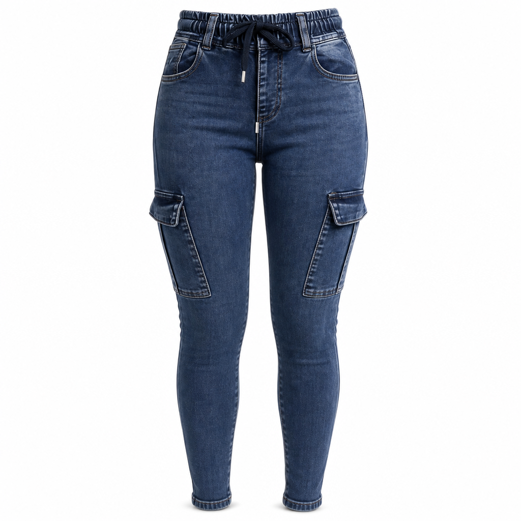 Fizala - High Waisted Strech Cargo Jeans