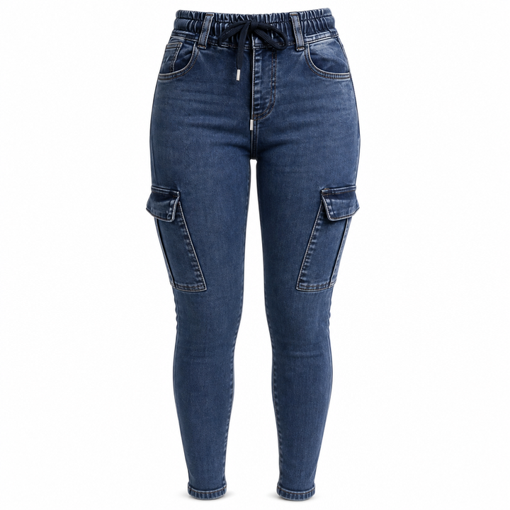Fizala - High Waisted Strech Cargo Jeans