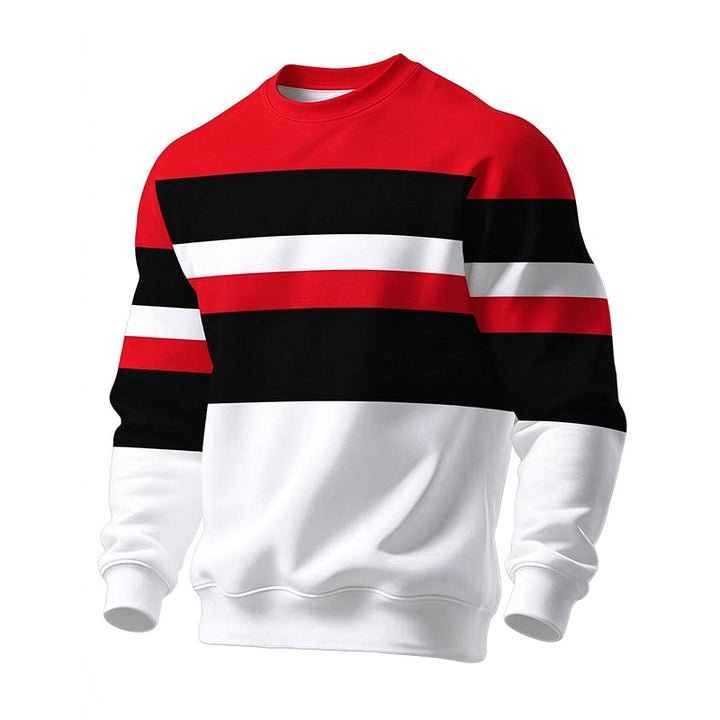 Wayale - Casual Crew Neck Striped Sweatshirt