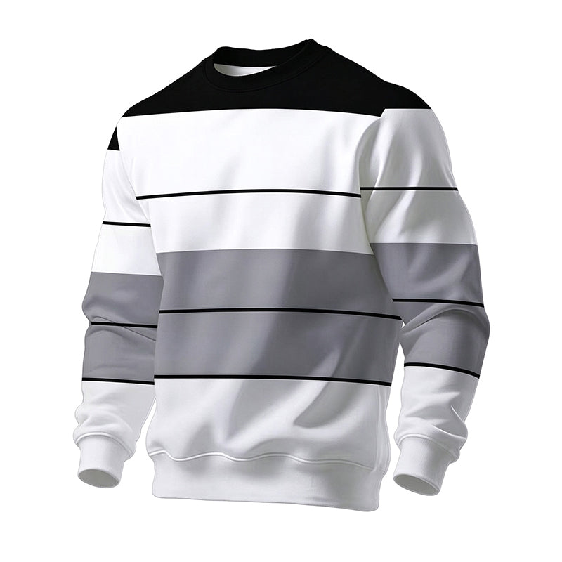 Wayale - Casual Crew Neck Striped Sweatshirt