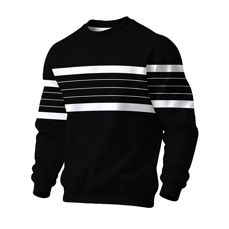 Wayale - Casual Crew Neck Striped Sweatshirt