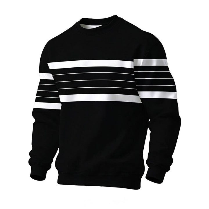 Wayale - Casual Crew Neck Striped Sweatshirt