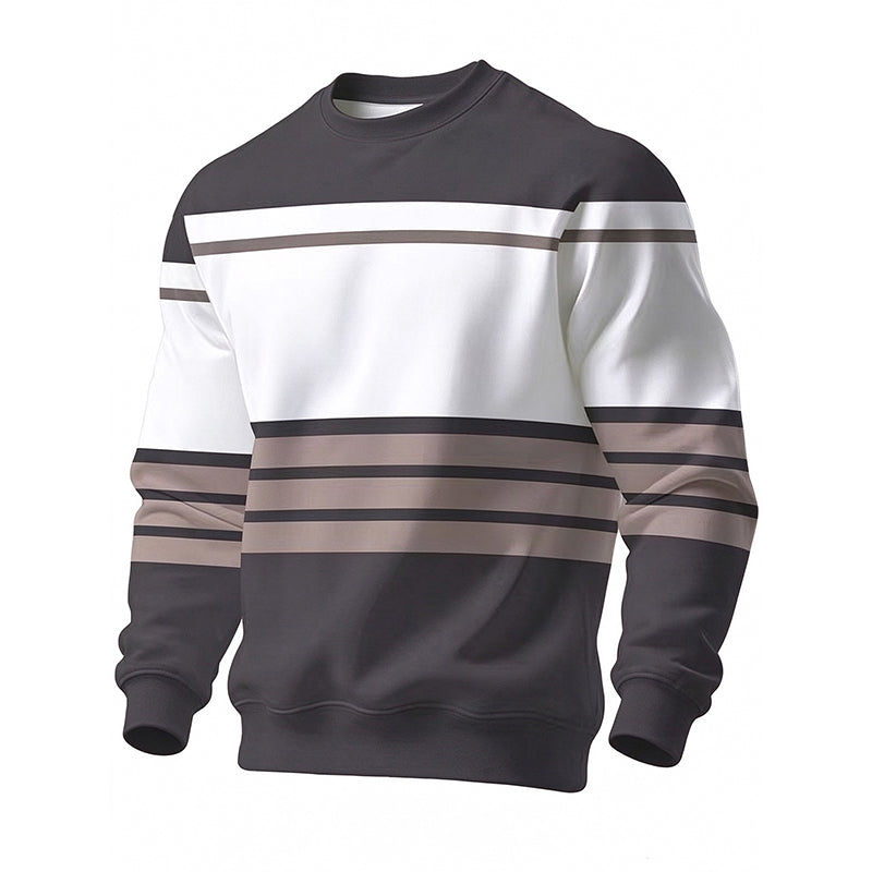 Wayale - Casual Crew Neck Striped Sweatshirt