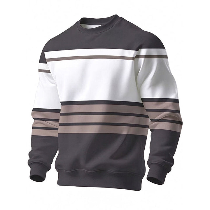 Wayale - Casual Crew Neck Striped Sweatshirt