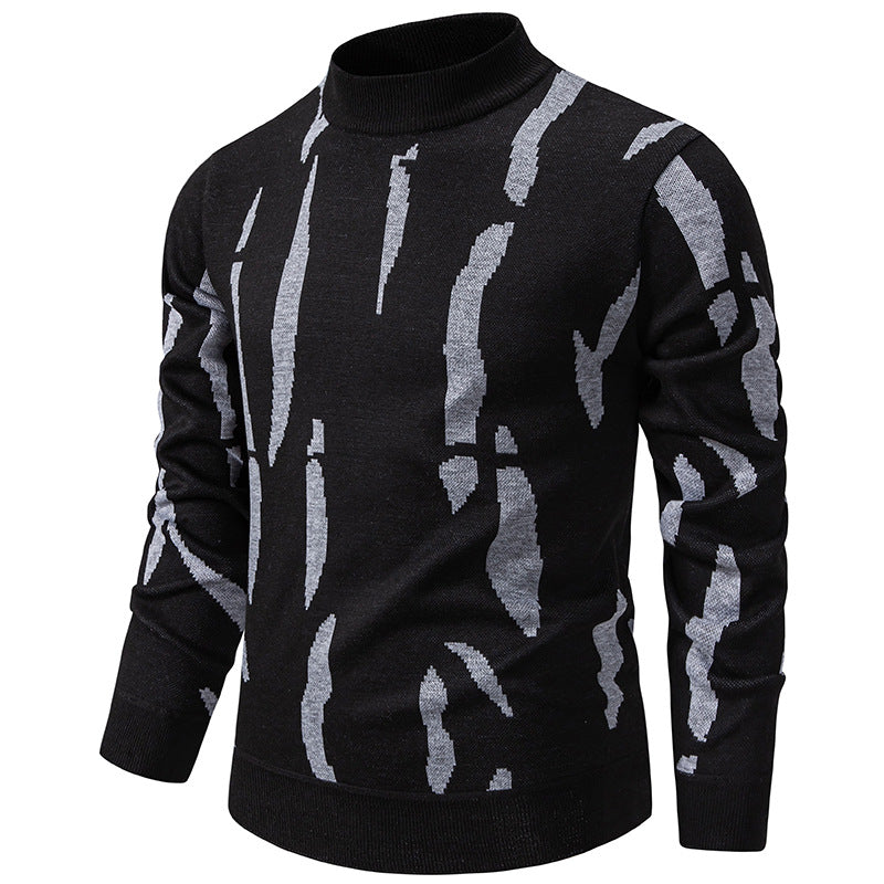 Tyrel - Casual Knitted Sweater With Abstract Print