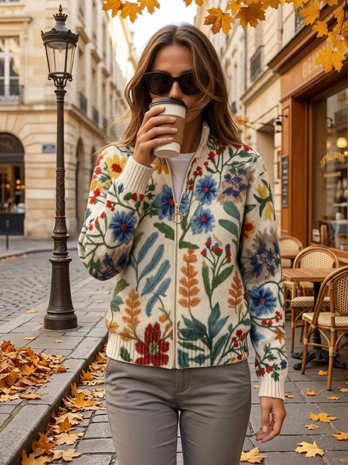 Davan - Floral Zip Cardigan