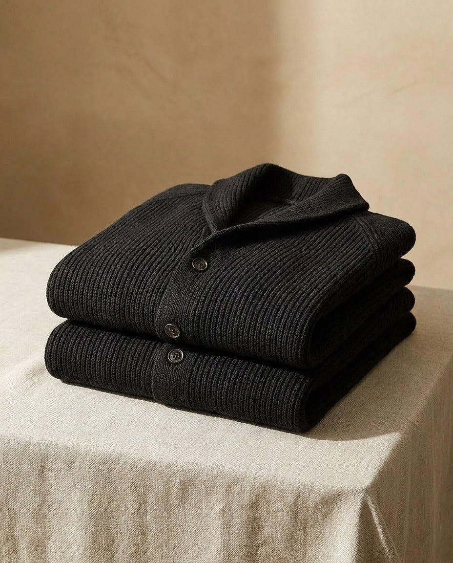 Jirri - Shawl Collar Button-Up Knit Cardigan