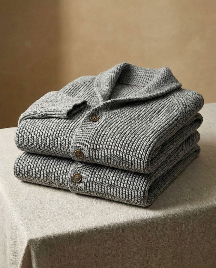 Jirri - Shawl Collar Button-Up Knit Cardigan