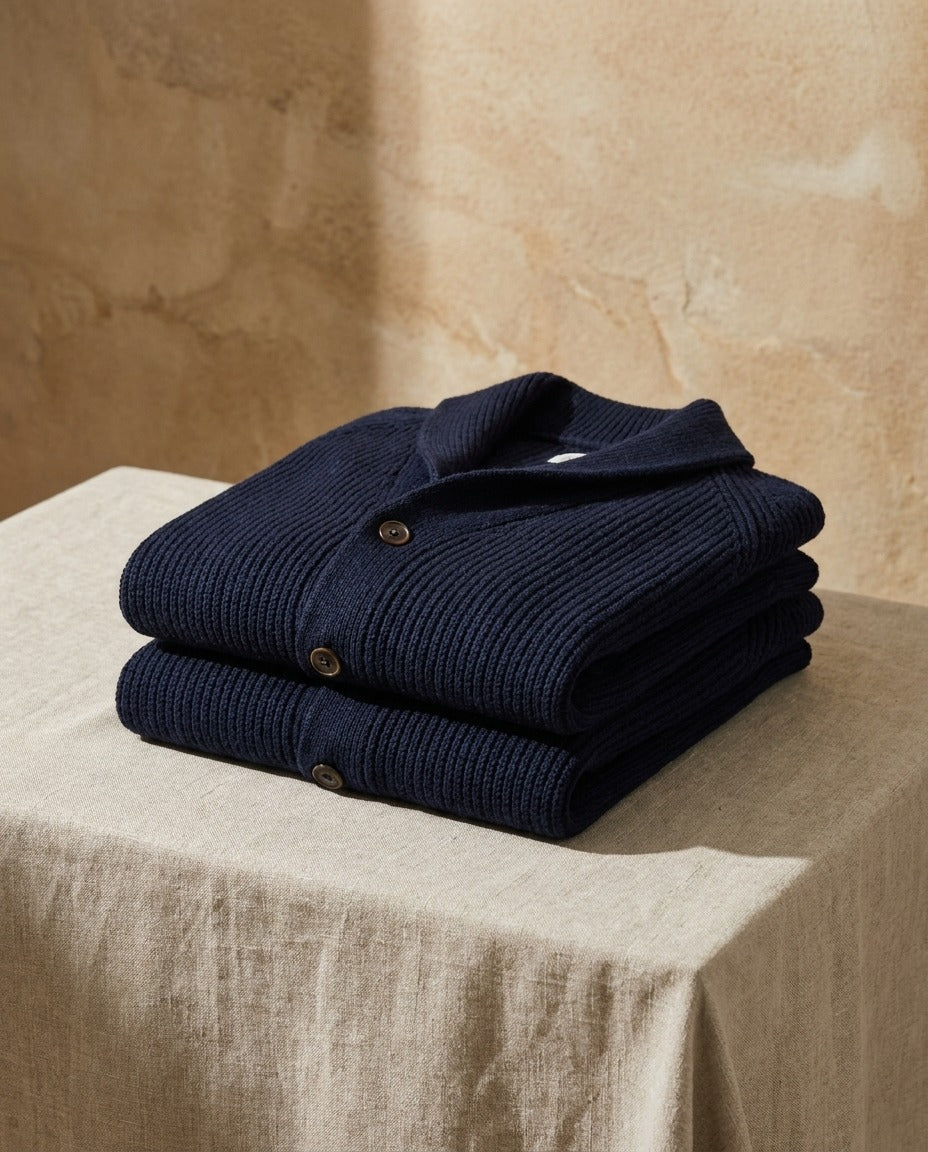 Jirri - Shawl Collar Button-Up Knit Cardigan