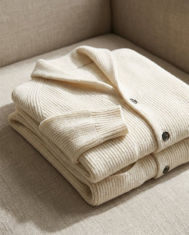 Jirri - Shawl Collar Button-Up Knit Cardigan