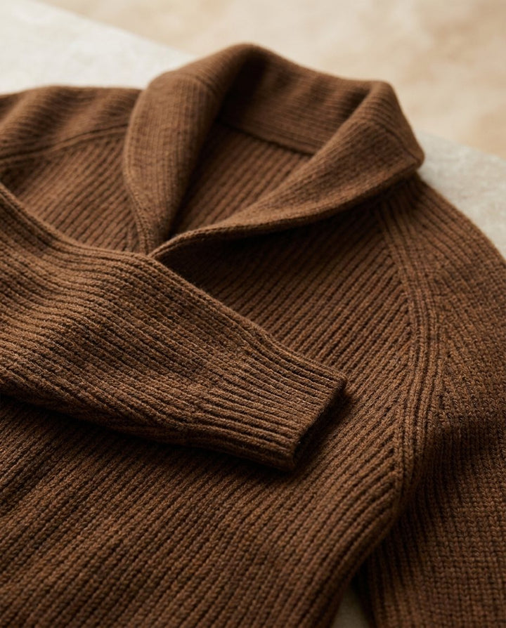 Jirri - Shawl Collar Button-Up Knit Cardigan