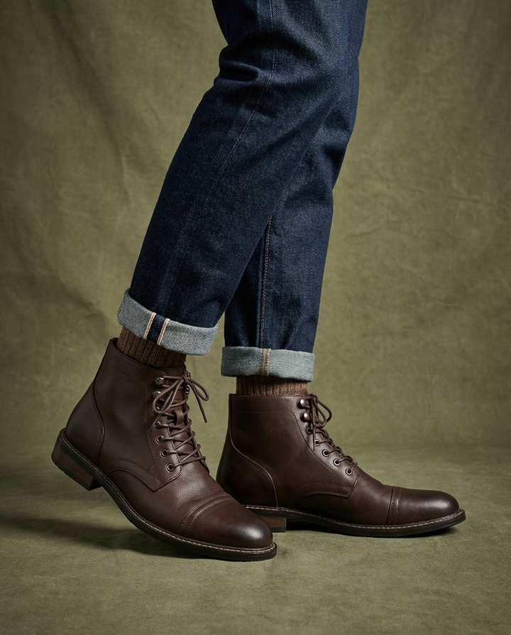Andersan - Lace Up Leather Boots
