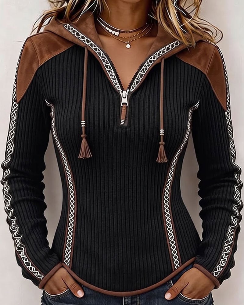 Seniya - Long Sleeve Hooded With Front Zipper